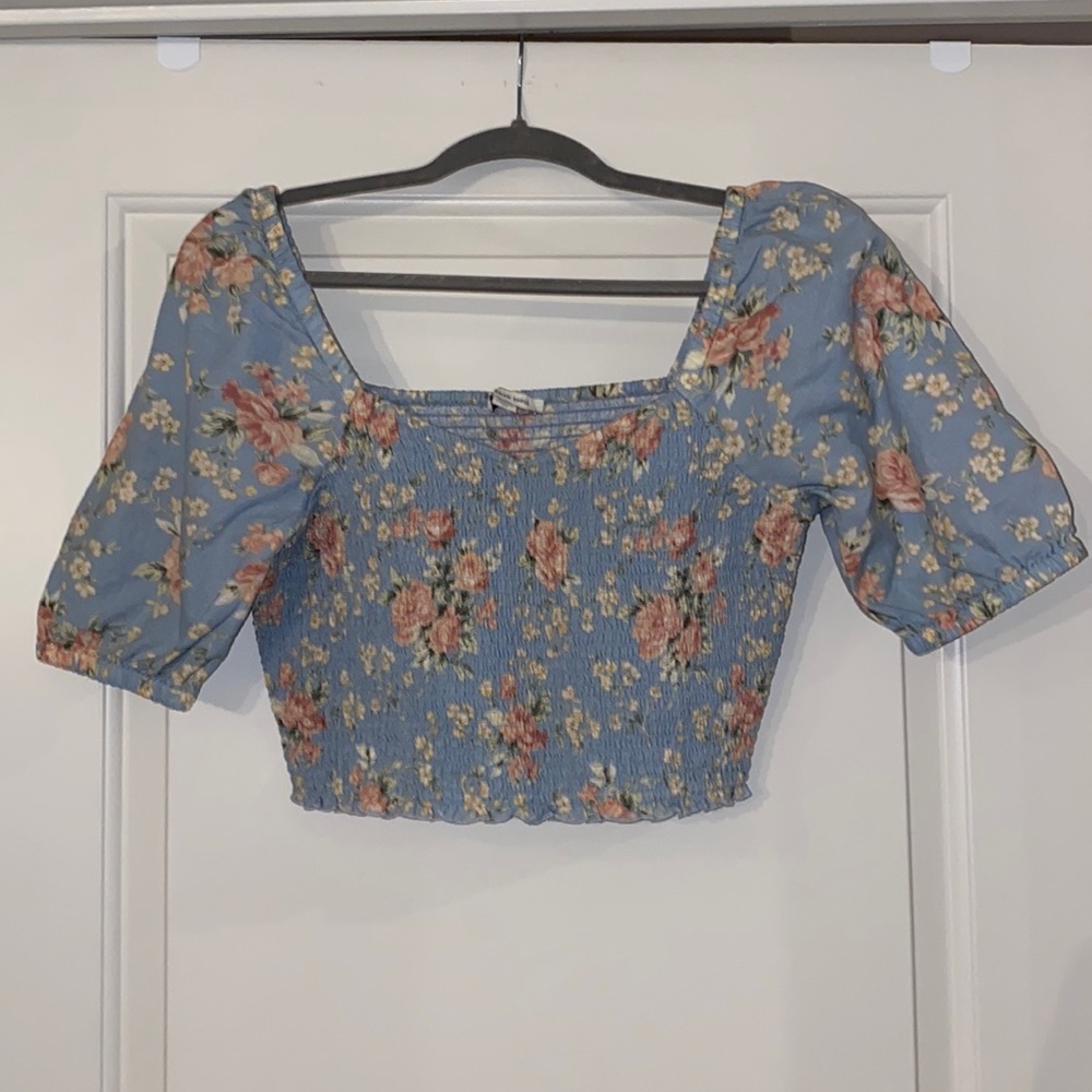 AE Floral Smocked Crop with Cap Sleeves NEVER WORN